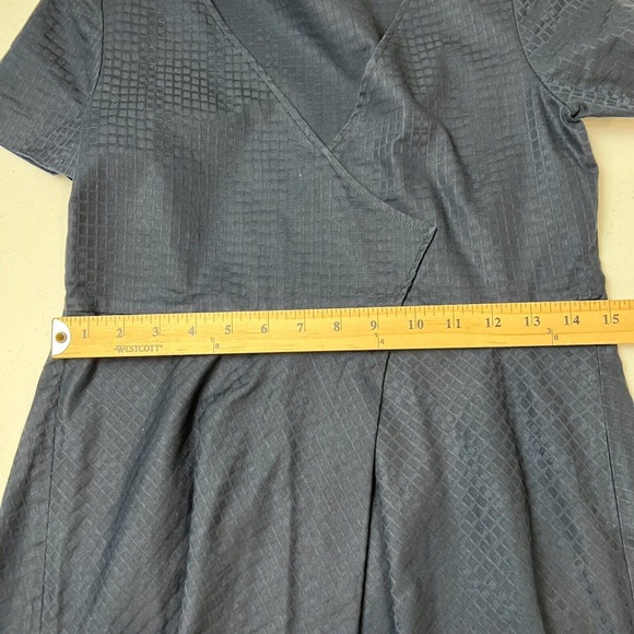 Jil Sander Women Wrap Dress 38 Navy Blue Short Sleeve Knee Length Preppy Capsule - Picture 10 of 12